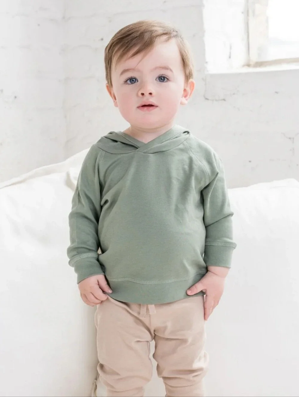 Colored Organics Madison Pullover 3T Thyme Organic Cotton Hoodie Neutral Minimal